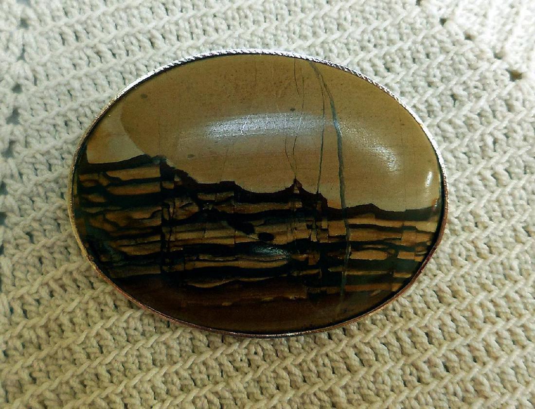 Antique 800 Silver Banded Agate Brooch, c1900 (1 of 5)