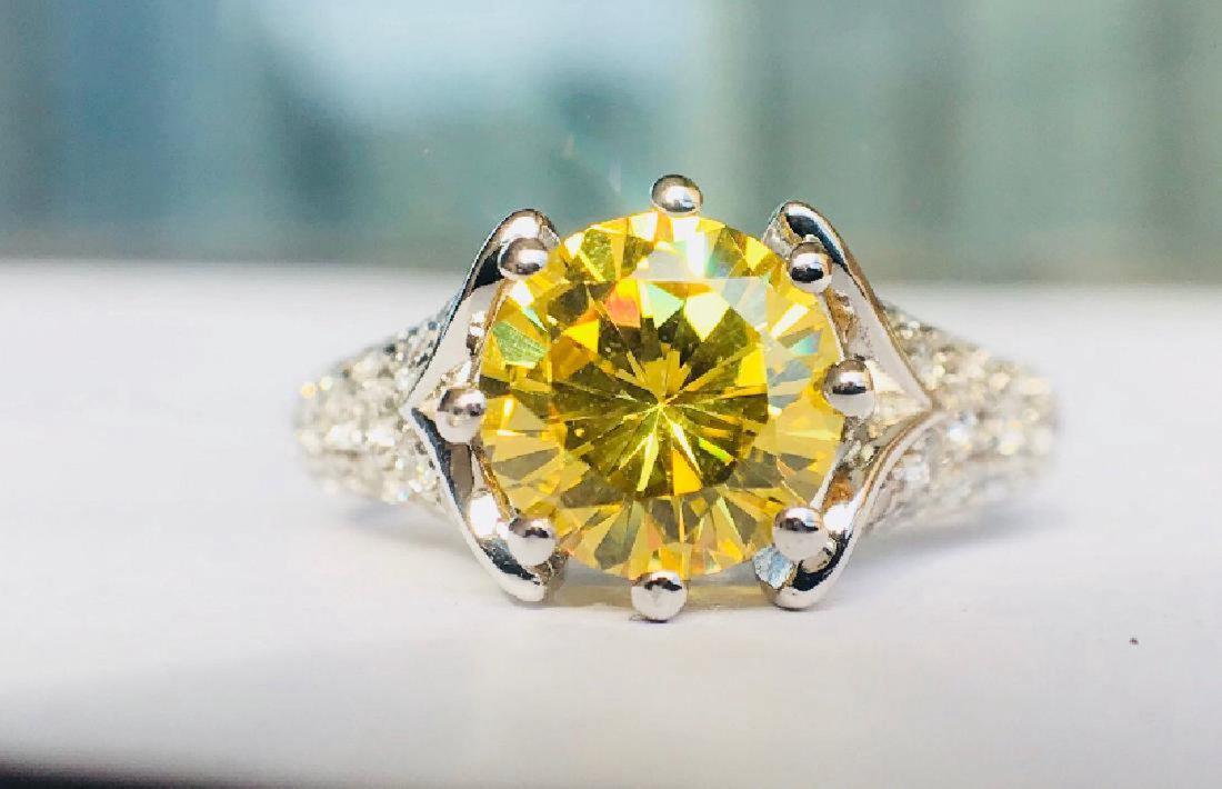 Sterling Silver Yellow Zircon Engagement Ring, 3.5ctw (1 of 8)