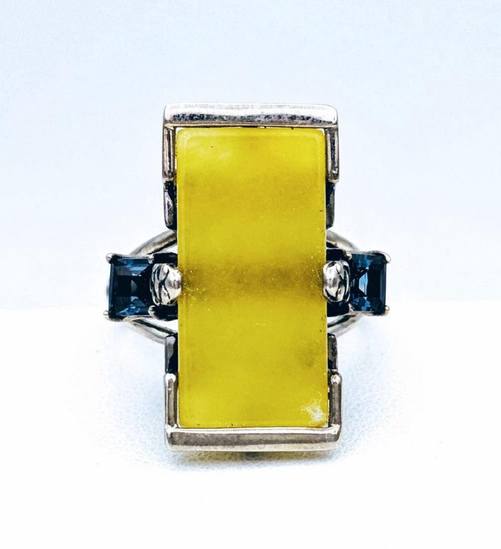 Sterling Silver Yellow Jade Topaz Imperial Design Ring (1 of 4)