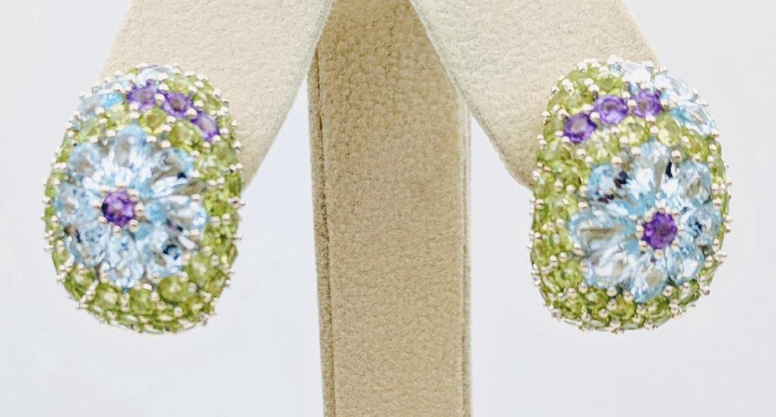 Sterling Silver Peridot Topaz Amethyst Earrings (1 of 4)