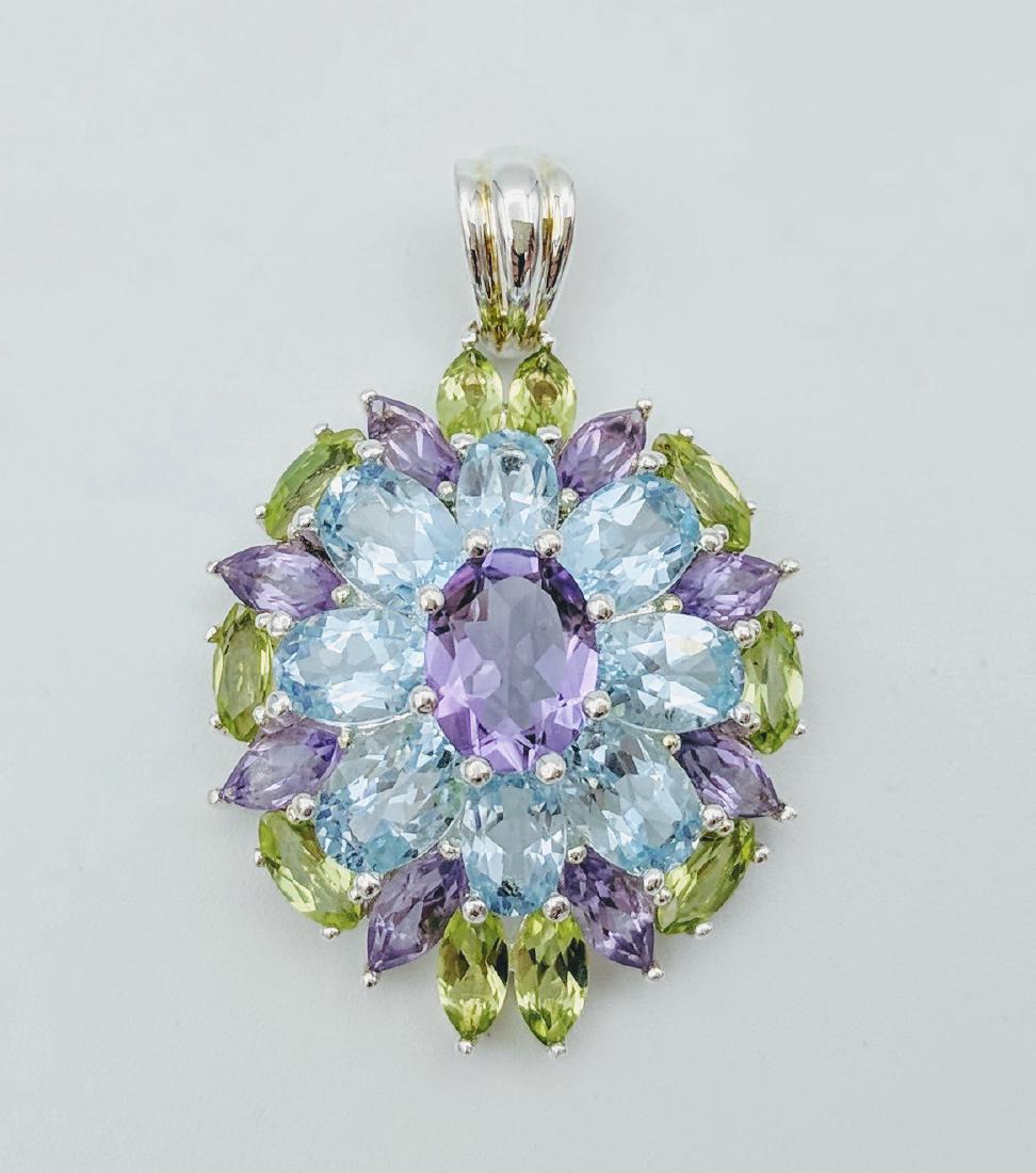 Sterling Silver Amethyst Peridot Topaz Pendant (1 of 4)
