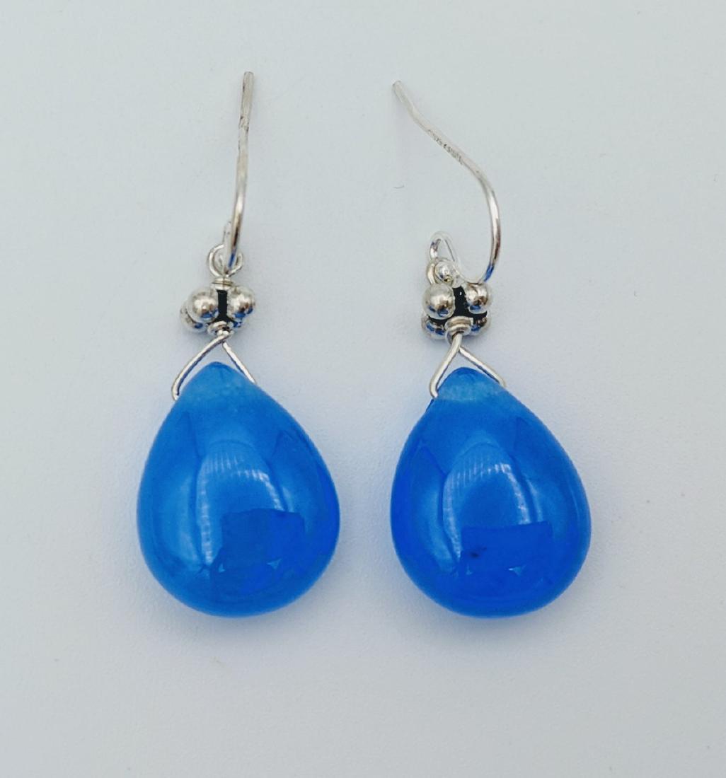 Sterling Silver Blue Agate Drop Earrings (1 of 3)