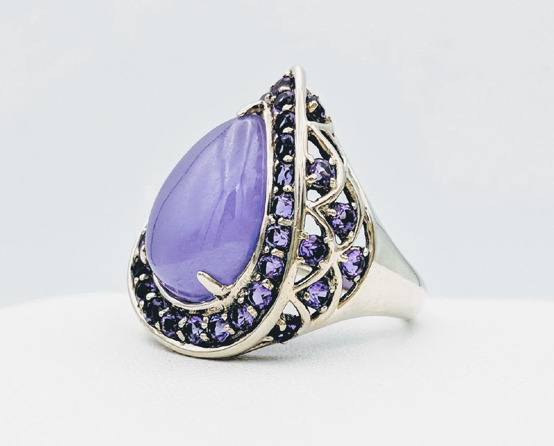 Sterling Silver Violet Jade Amethyst Imperial Ring (1 of 4)