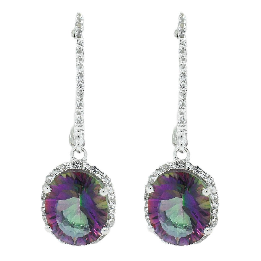 925 Silver 3.60ctw Mystic Quartz 0.50ctw Topaz Earrings (1 of 4)