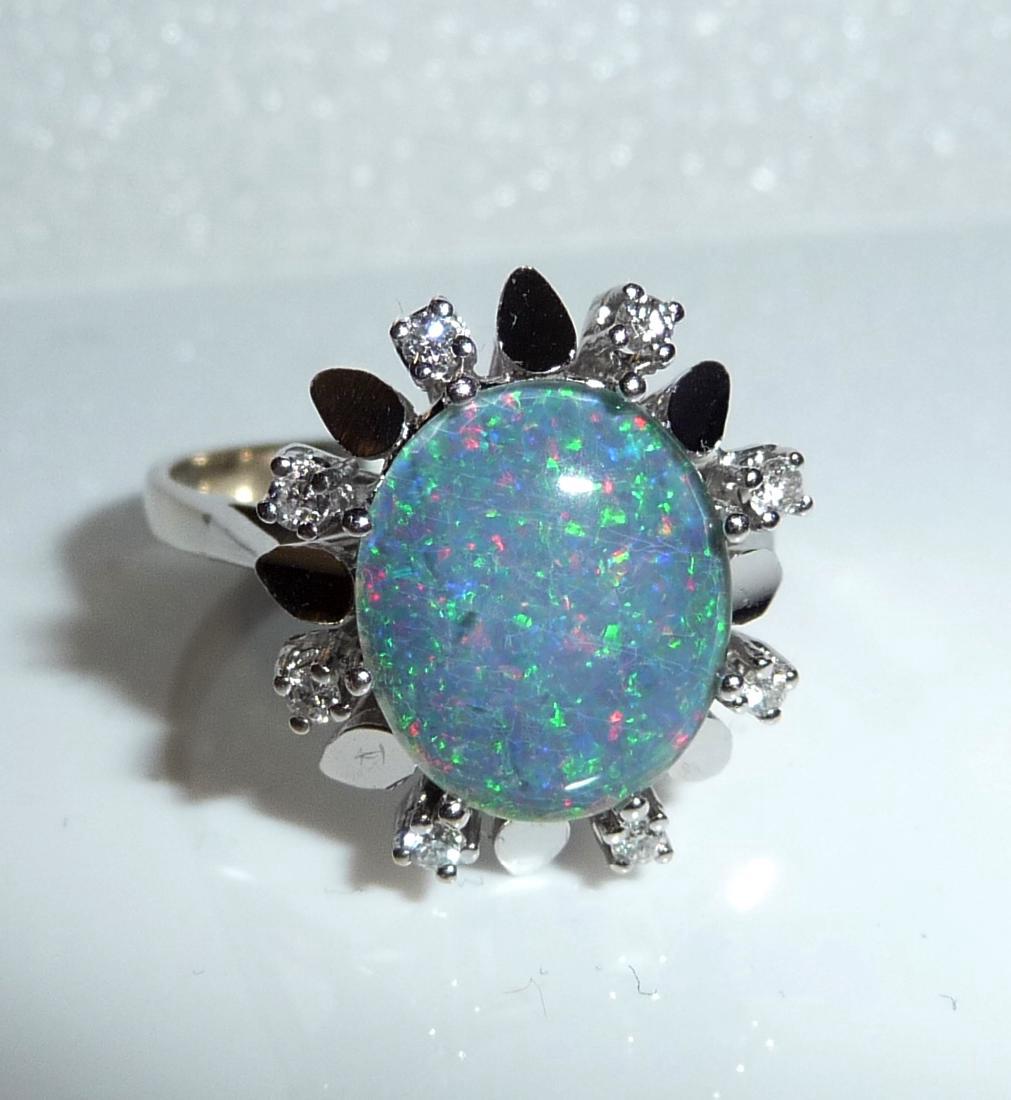 14K White Gold Australian Opal Diamond Ring, 3.14ctw (1 of 4)