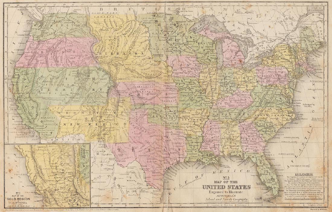 Mitchell: Antique Map of the United States, 1852 (1 of 4)