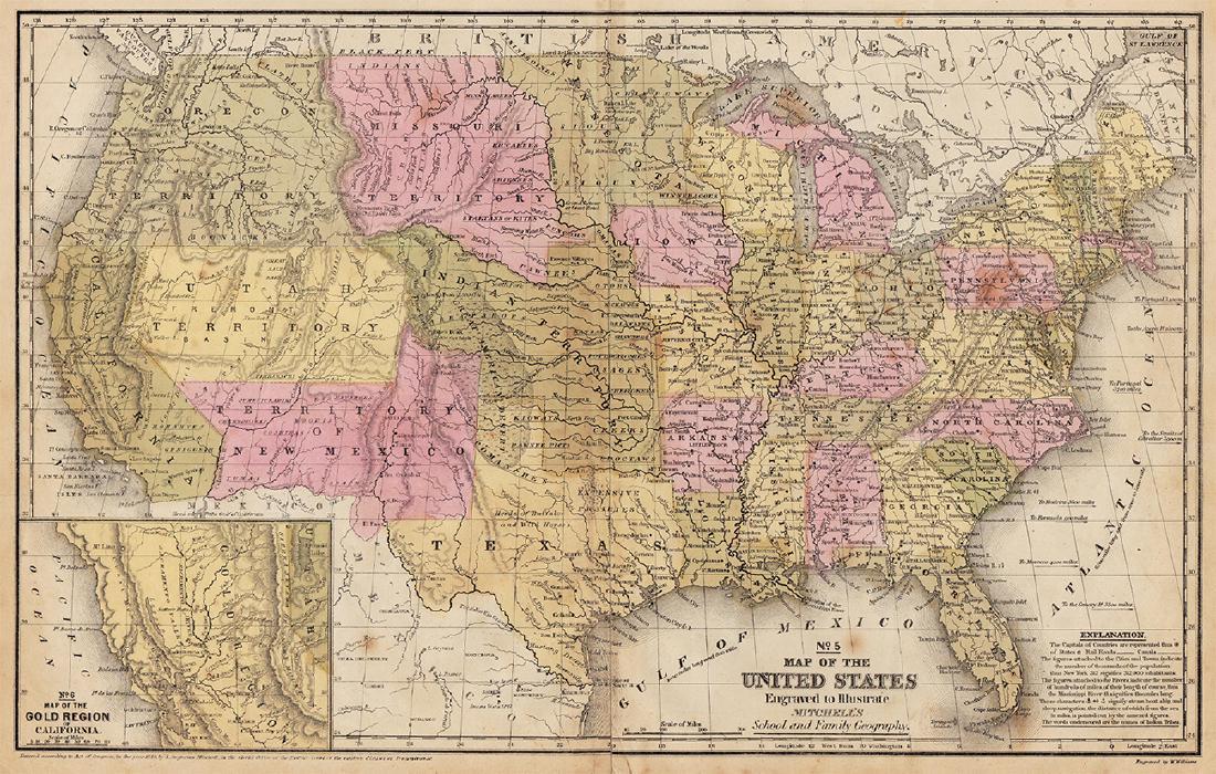 Mitchell: Antique Map of the United States, 1849 (1 of 4)