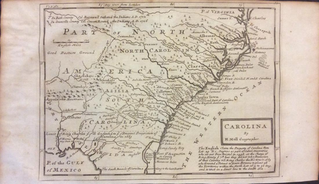 H. Moll: Rare Antique Map of Carolina, 1746 (1 of 1)