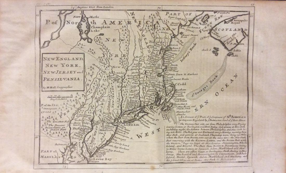H. Moll: Antique Map of New England & mid Atlantic 1746 (1 of 1)