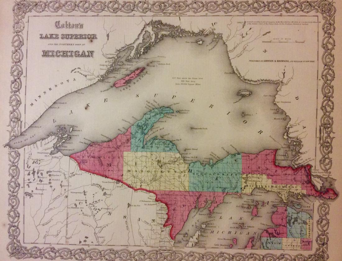 Colton: Antique Map of Lake Superior & Michigan, 1859 (1 of 1)