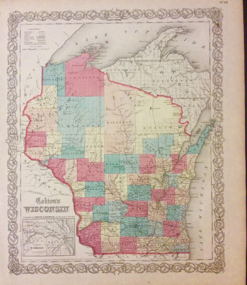 Colton: Antique Map of Wisconsin, 1859 (1 of 1)