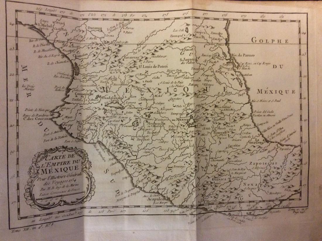 Bellin: Antique Map of Empire of Mexico, 1740: Title/Content of Map: Empire of Mexico by Bellin Date Printed: c 1740-70's Cartographer: J.N. Bellin & J.F. La Harpe Material/Medium: Paper Size: 13" x 10" Copperplate engraved. Published in Paris. Fr