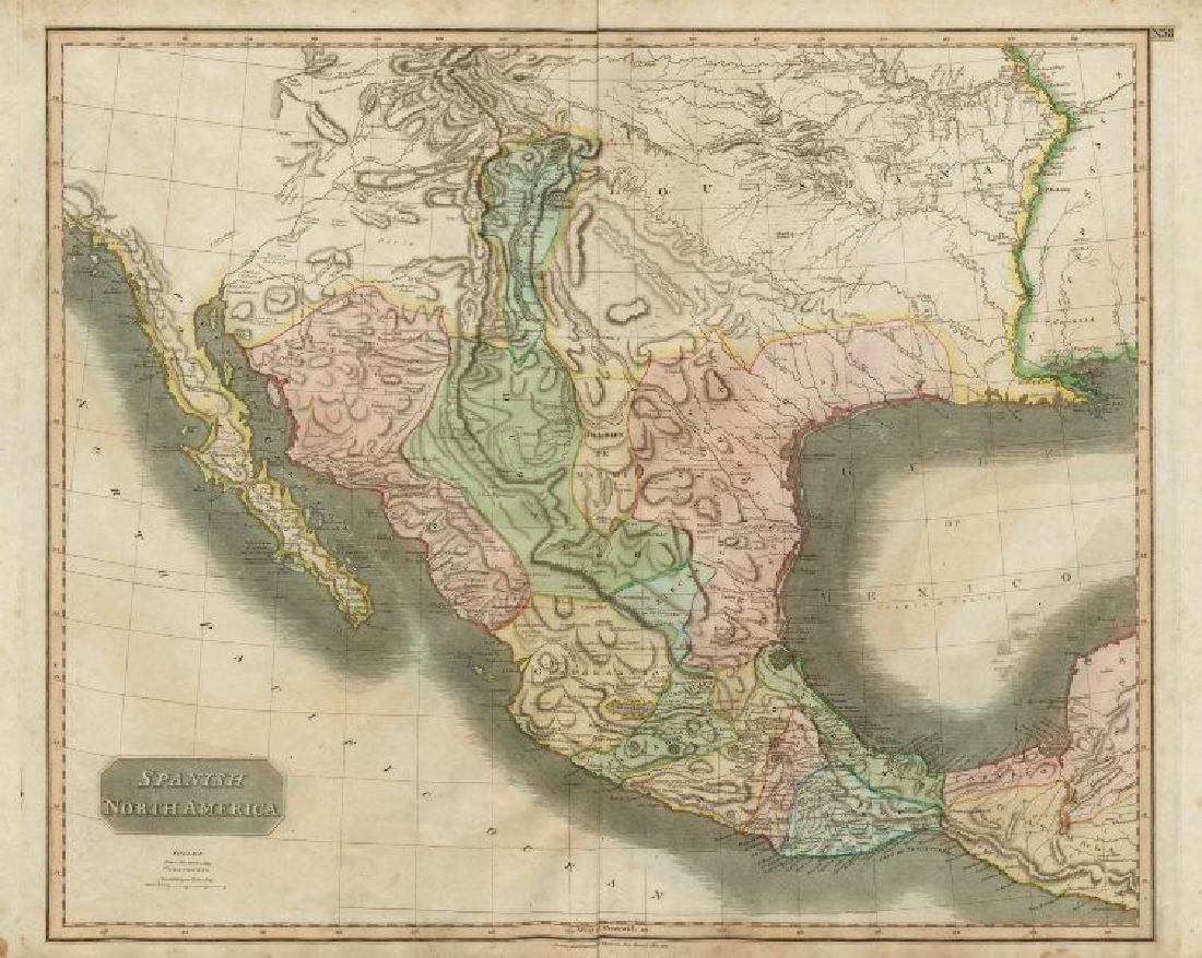Thomson: Antique Map of Spanish North America, 1817: Title/Content of Map: 'Spanish North America [northern part]' A large map of Texas, Mexico and the American Southwest, published in Edinburgh by John Thompson, based on the explorations of Humboldt an