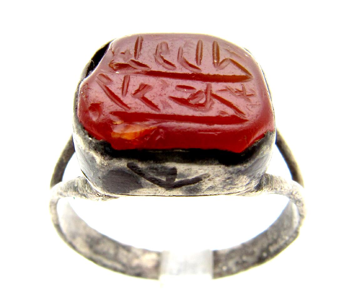 Late Medieval Silver Ring with Carved Carmelian Stone (1 of 3)