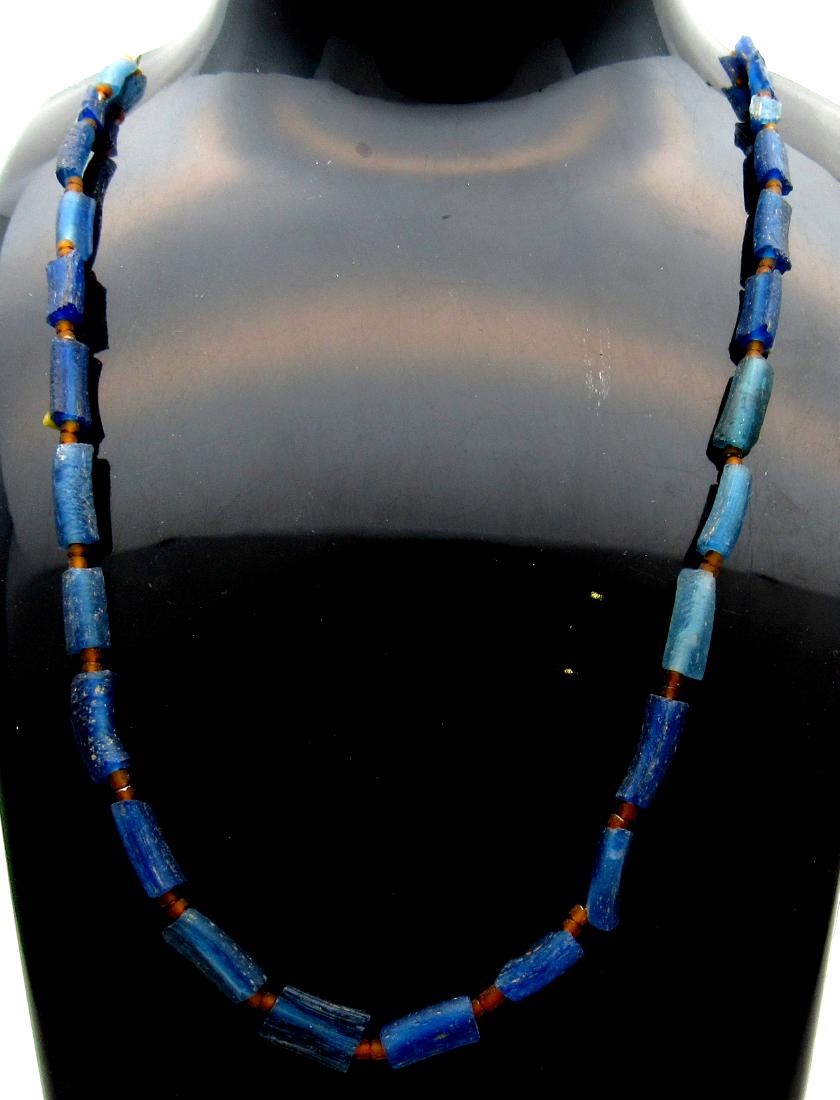 Roman Blue Glass Necklace - 31 Beads (1 of 3)