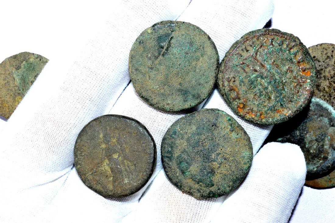 Lot of 10 Large Ancient Roman Coins for Cleaning (1 of 2)