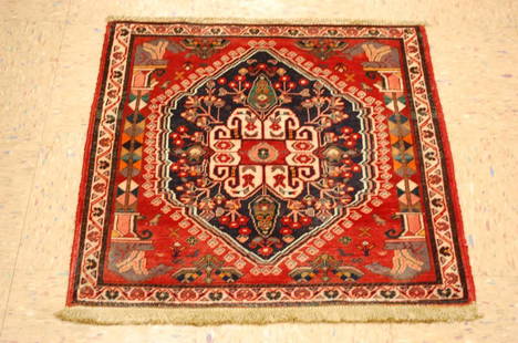 Persian Shiraz Gabbeh Animal Folklore Rug 2.2x2.2: PERSIAN FOLKLORE DESIGN OF ANIMAL SUBJECTS ANTIQUE PERSIAN SHIRAZ GABBEH KILIM RUG with exact size of 2'2" x 2'2" natural dyed wool woven on wool foundation with amazing color combinations such as Gre