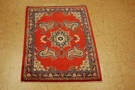 Fine Persian Sarouk Rug 2.2x3.11: DETAILED DESIGN PERSIAN SAROUK RUG HIGH KPSI KORK WOOL circa mid Century with exact size of 2' 2" x 3' 11" Wool woven on cotton foundation made to last for decades to come, Color's include Ivory,