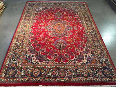 Hand Knotted Wool Persian Mashad Rug 8x11