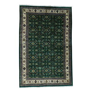 Hand-Knotted Indo Mahal Pure Wool Rug 12.1x18.4