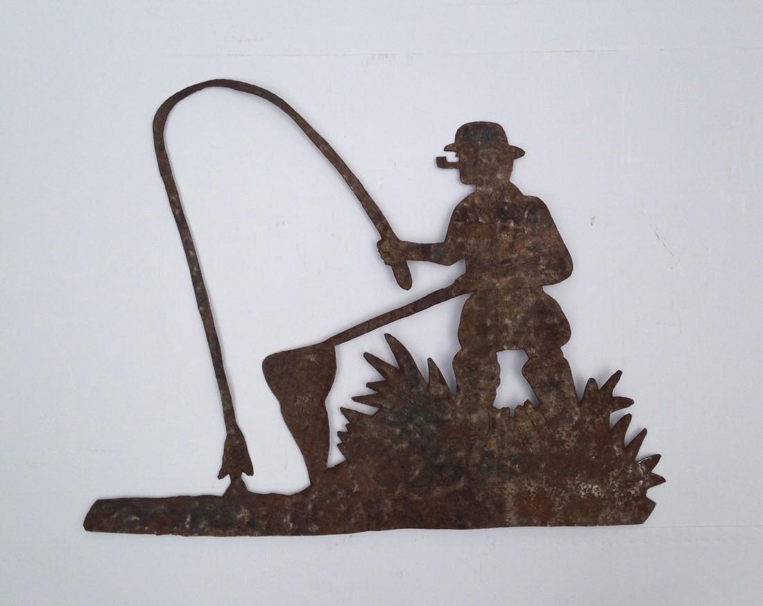 Fisherman Sheet Iron Sign 1940s (1 of 4)