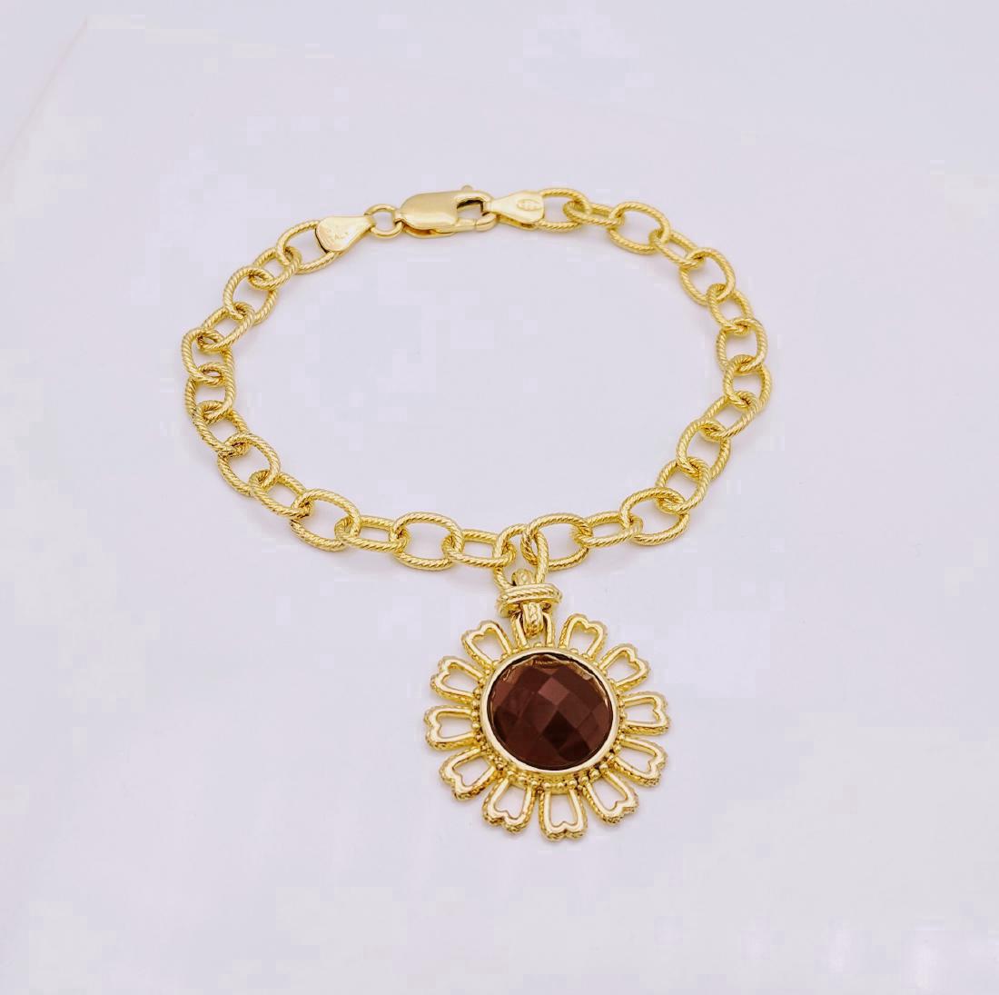 Gold Tone Sterling Silver Carnelian Link Bracelet (1 of 4)