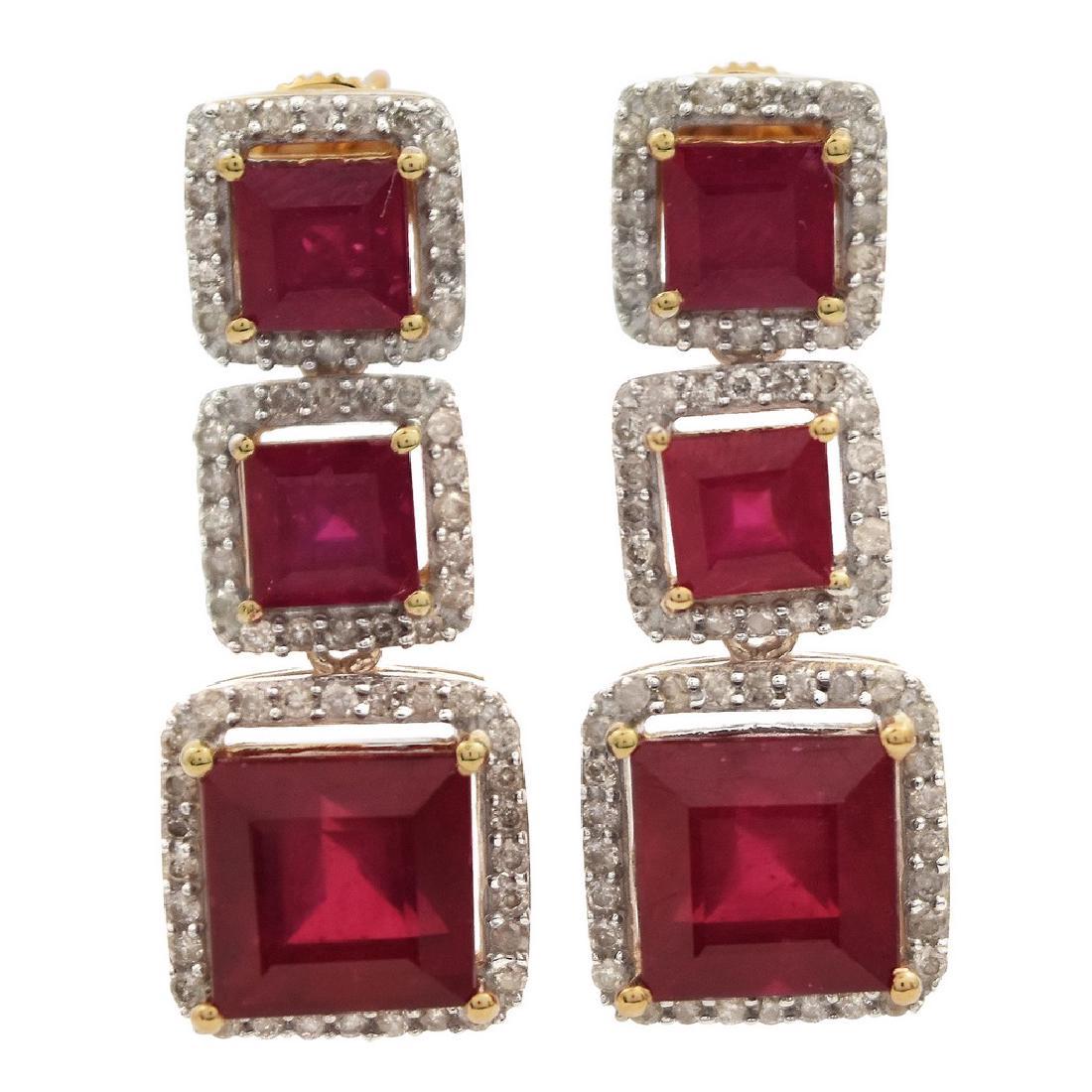 14K Yellow Gold 12.92ctw Ruby 0.93ctw Diamond Earrings (1 of 4)