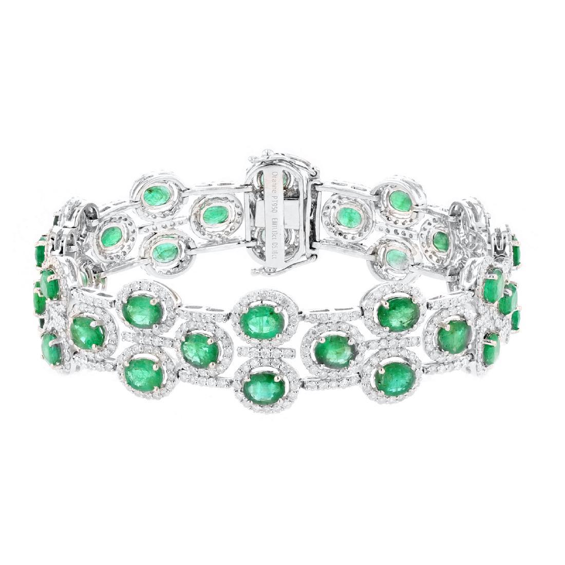 Platinum 11.13ctw Emerald & 5.18ctw Diamond Bracelet (1 of 6)