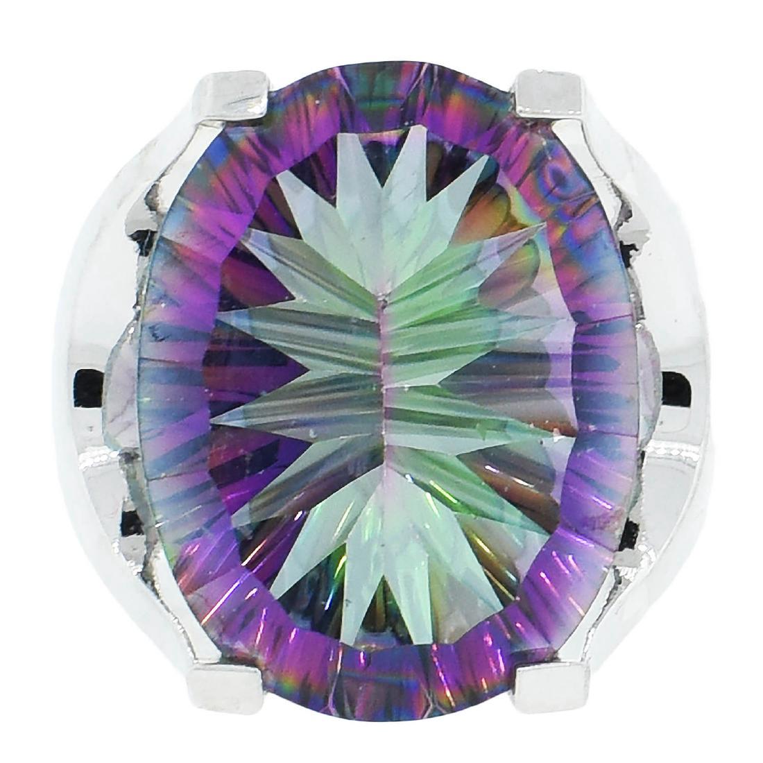 925 Silver 13.19ct Oval Mystic Quartz Solitaire Ring (1 of 4)