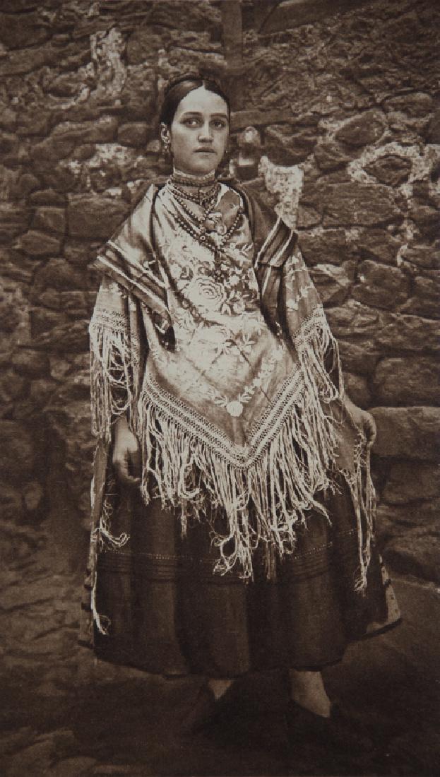 KURT HIELSCHER - Festival Costume in La Alberca, Spain: Artist: KURT HIELSCHER Title: Festival Costume in La Alberca, Spain Medium: 1923 Sheet Fed Gravure Dimensions: 5x8.25 Mounted on 12x16" acid free conservation board Comes with COA Kurt Hielscher was a
