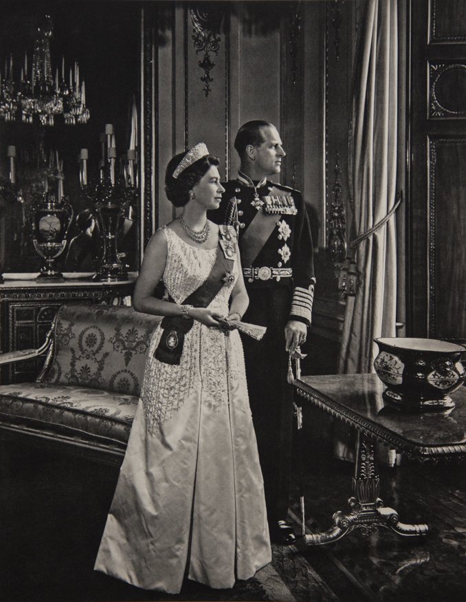 YOUSUF KARSH - Queen Elizabeth, Prince Philip: Artist: YOUSUF KARSH Title: Queen Elizabeth, Prince Philip Medium: 1971 Sheet Fed Gravure, printed in the Netherlands Dimensions: 9.25x12" Mounted on 12x16" acid free conservation board Comes with COA