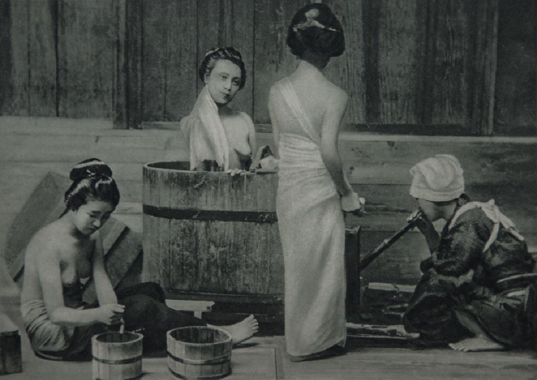 FRANZ OTTO KOCH - The Daily Bath, Japan: Artist: FRANZ OTTO KOCH Title: The Daily Bath, Japan Medium: 1932 Sheet Fed Gravure, printed in Germany Dimensions: 7.5x5.5" Mounted on 11x14" Conservation Quality Board With COA Please note that this
