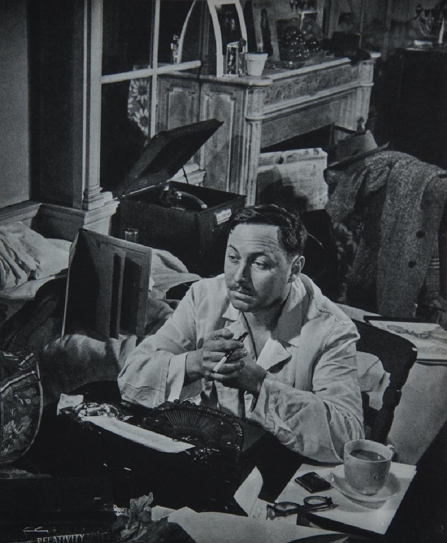 W. EUGENE SMITH - Tennessee Williams At His Typewriter: Artist: W. EUGENE SMITH Title: Tennessee Williams At His Typewriter, 1946 Medium: 1960 Sheet Fed Gravure, Germany Dimensions: 9.75x11.75" Mounted on 12x16" conservation quality board With COA Please n