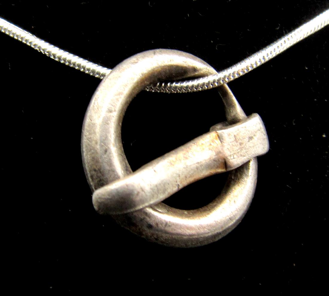 Medieval Viking Silver Belt Buckle Charm (1 of 2)