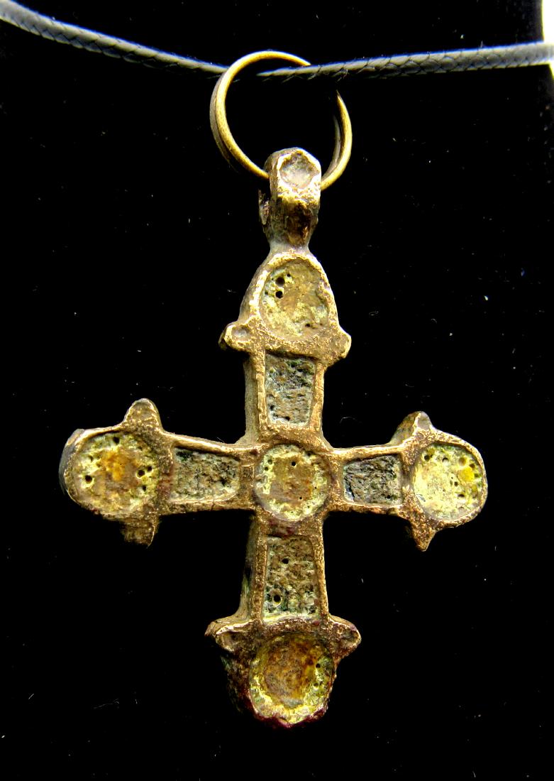 Medieval Viking Enameled Cross Pendant (1 of 2)