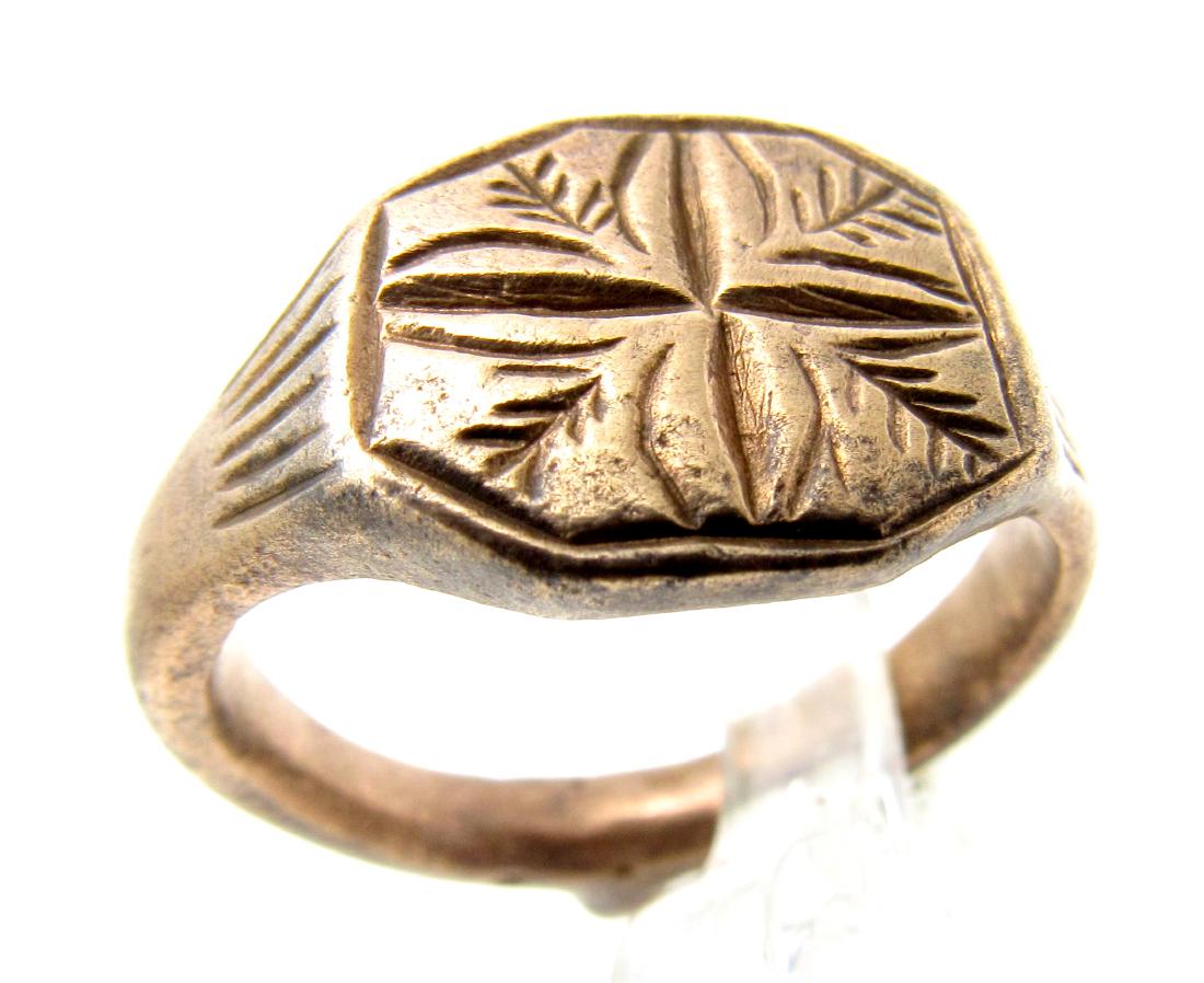 Knights Templar Ring With Cross & Olive Branch Motifs (1 of 3)