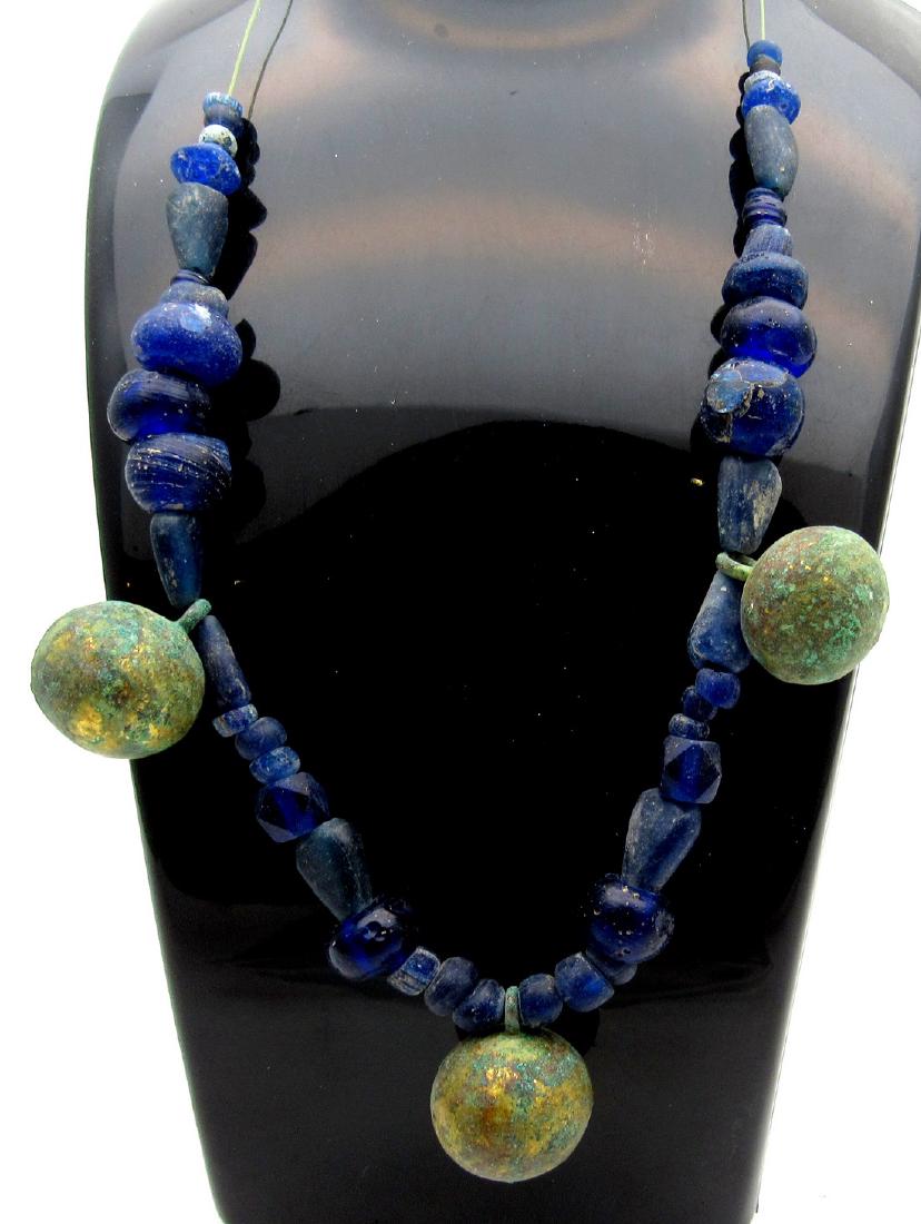 Medieval Viking Necklace Glass Stone Beads Gold-gilded (1 of 3)