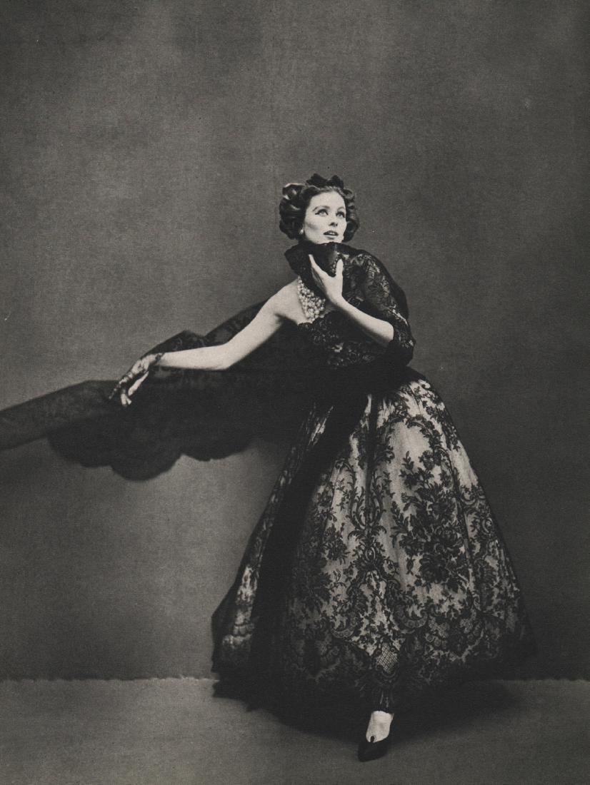 RICHARD AVEDON - Paris Fashion: Artist: RICHARD AVEDON Print Title: Paris Fashion Medium: Sheet-Fed Gravure Printing Date: 1957 Printed in USA Image Size: 7.5 x 10.5 inches Richard Avedon(1923-2004) was an American fashion and portr