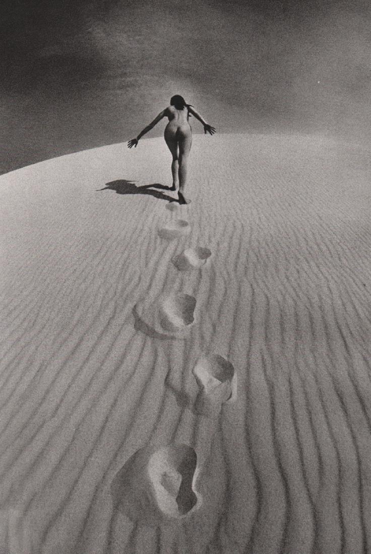 JEANLOUP SIEFF - Naked Woman climbing a Dune: Artist: JEANLOUP SIEFF Print Title: Naked Woman climbing a Dune, Le Plya 1970 Medium: Sheet-Fed Gravure Printed: France Printing Date: 1983 Image Size: 5.75 x 8.75 inches Jeanloup Sieff(1933-2000) was