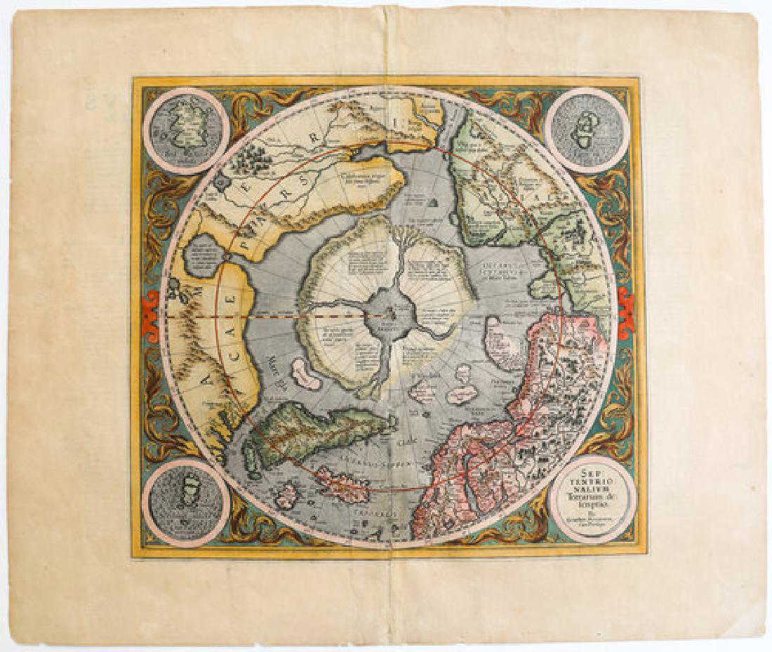 Mercator / Hondius: Antique Map of North Pole with Gold