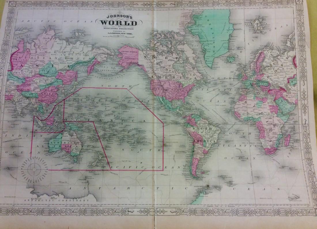 Johnson: Antique Map of the World, 1868 (1 of 1)