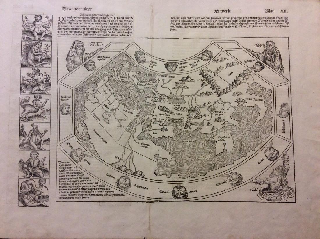 Important World Map from the Nuremberg Chronicle, 1493 (1 of 6)