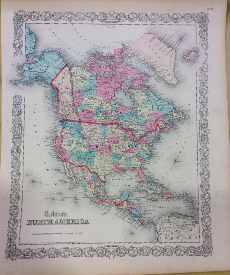 Colton Antique Map of North America, 1859