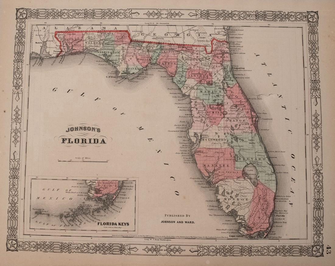 Johnson: Antique Map of Florida, 1864 (1 of 1)