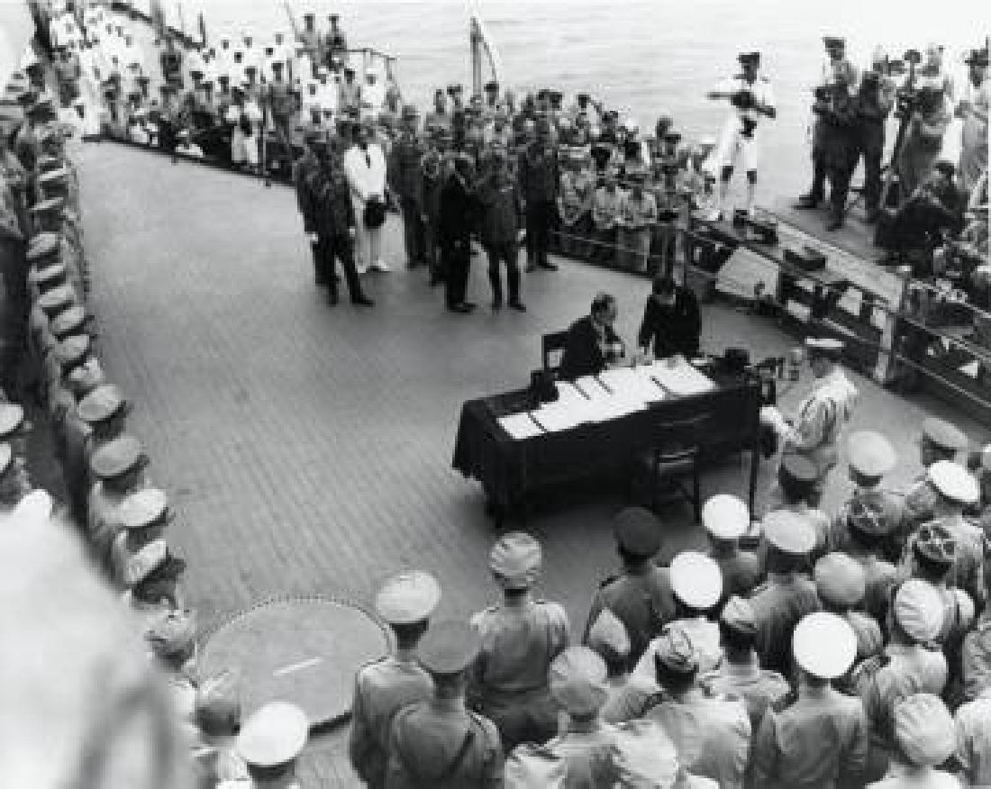 Press Photo Signing Surrender Document USS Missouri (1 of 2)