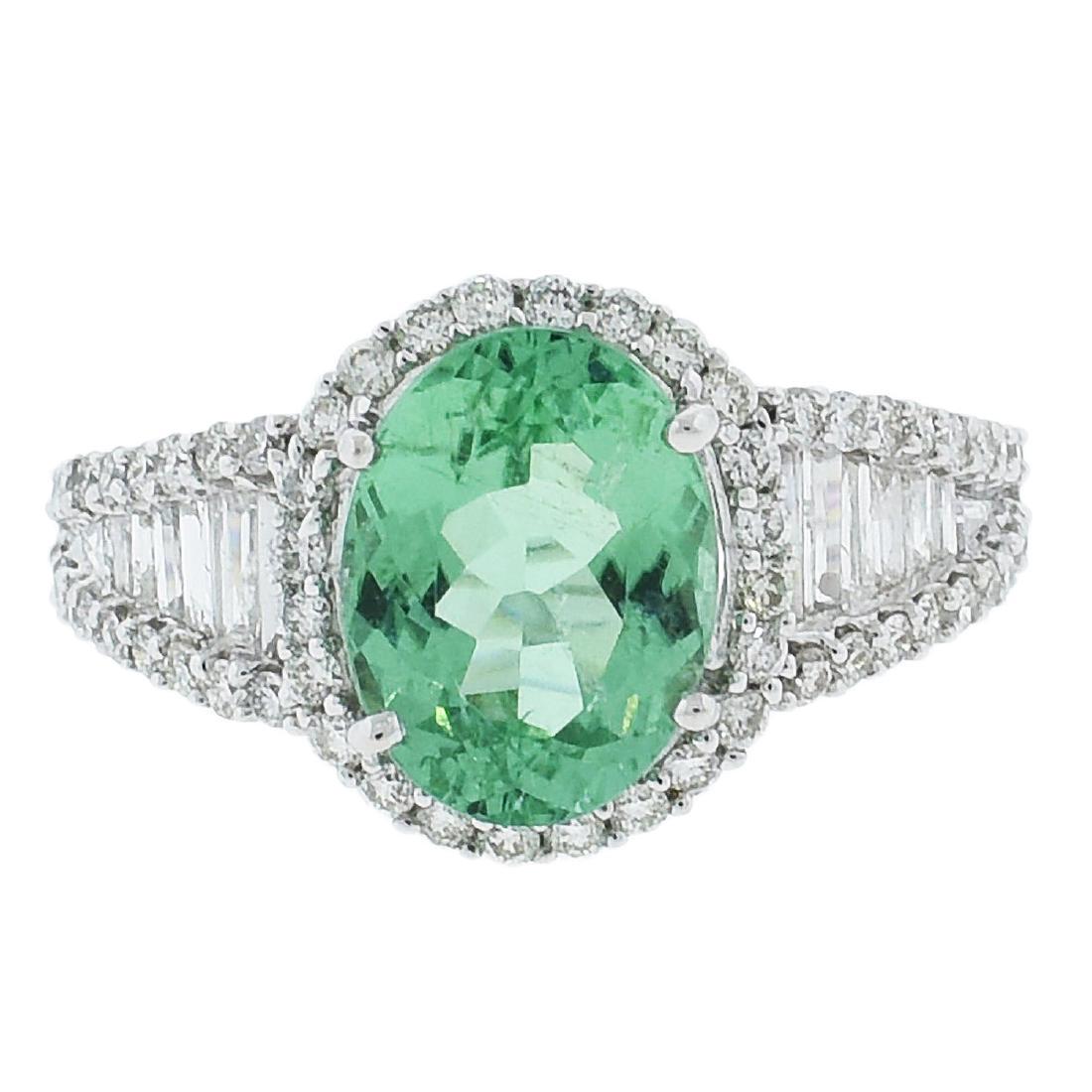 18K Gold 3.10ct Paraiba Tourmaline Diamond Ring, GIA (1 of 6)