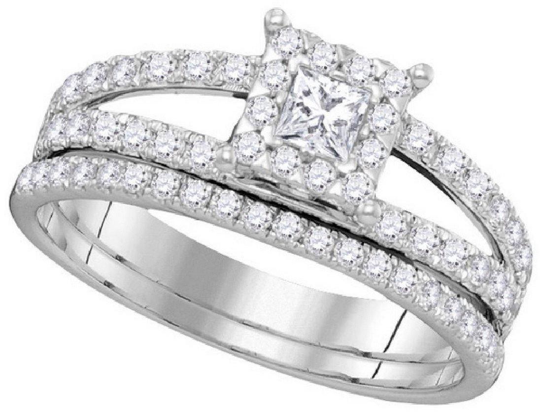 14K White Gold Diamond Princess Engagement Ring, 1ctw (1 of 8)