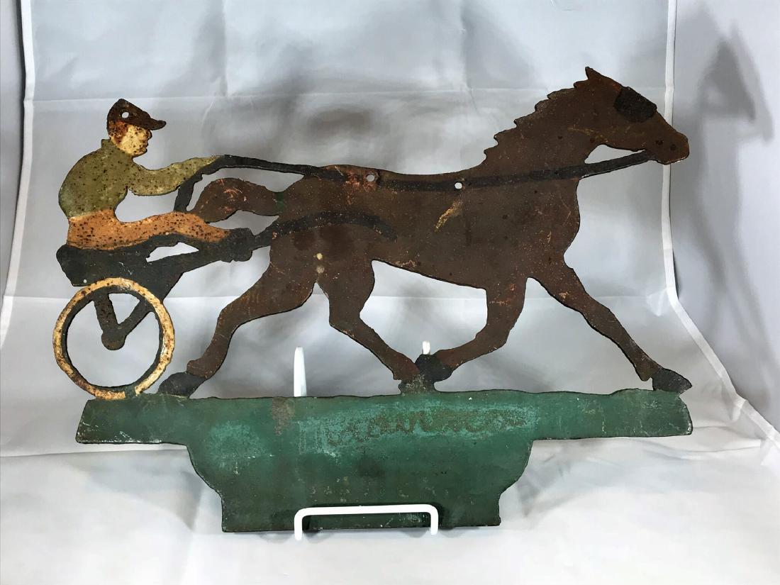 Hand Cut Metal Figure Horse & Sulky Original Surface (1 of 2)