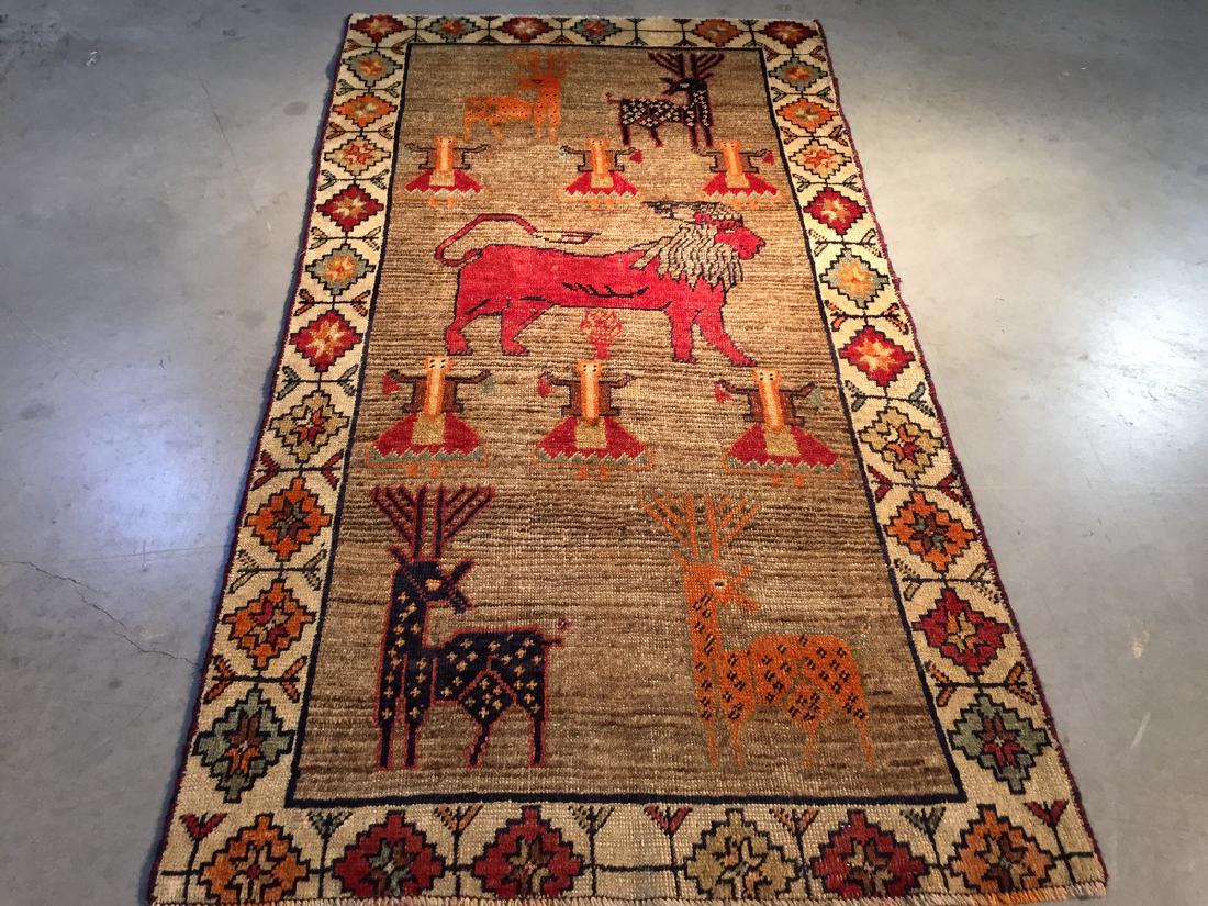 Persian Gabeh Hand Knotted Wool Pictorial Rug 3.4x6.5 (1 of 8)