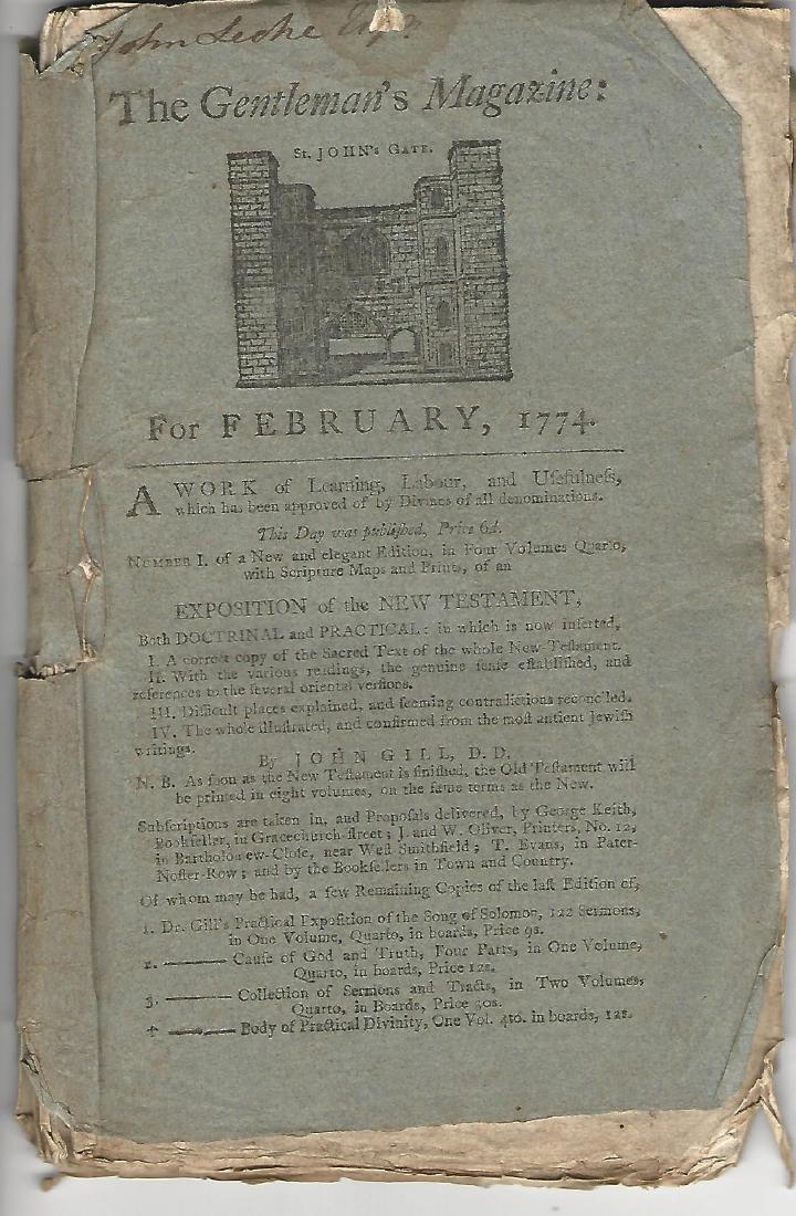 1774 Magazine Account of Cook's Voyage Around World (1 of 5)